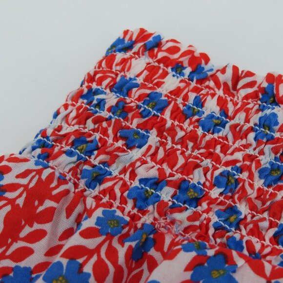 J Crew Women Small Red White Blue Floral Flower Stretch Skirt Lined USA American - Picture 2 of 10